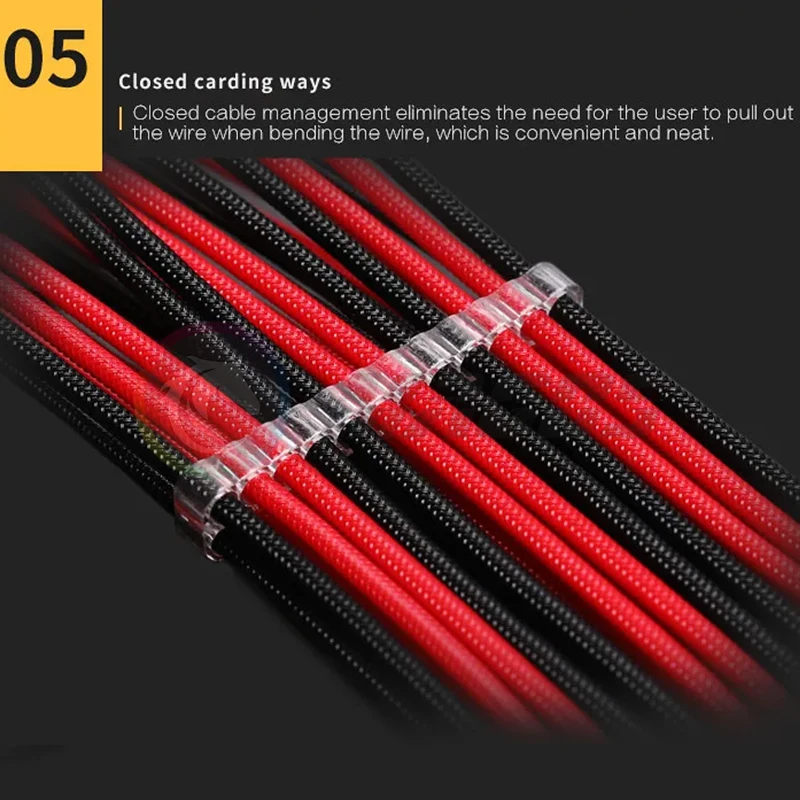 Barrow-Cable de extensión PSU para PC, fuente de alimentación de 24 Pines, ATX / GPU 6 + 2 pines/CPU 4 + 4 pines, 18awg, negro-blanco, negro-rojo, mezcla de colores - imagen 5