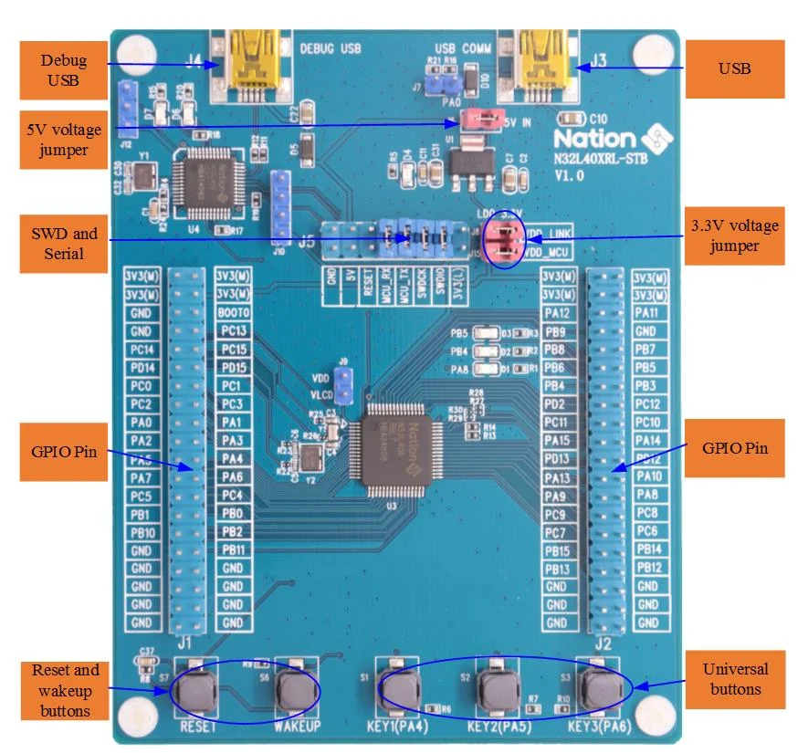 Placa de desarrollo N32L40XRL-STB N32L406RBL7 MCU, depurador en circuito, ns-link - imagen 2