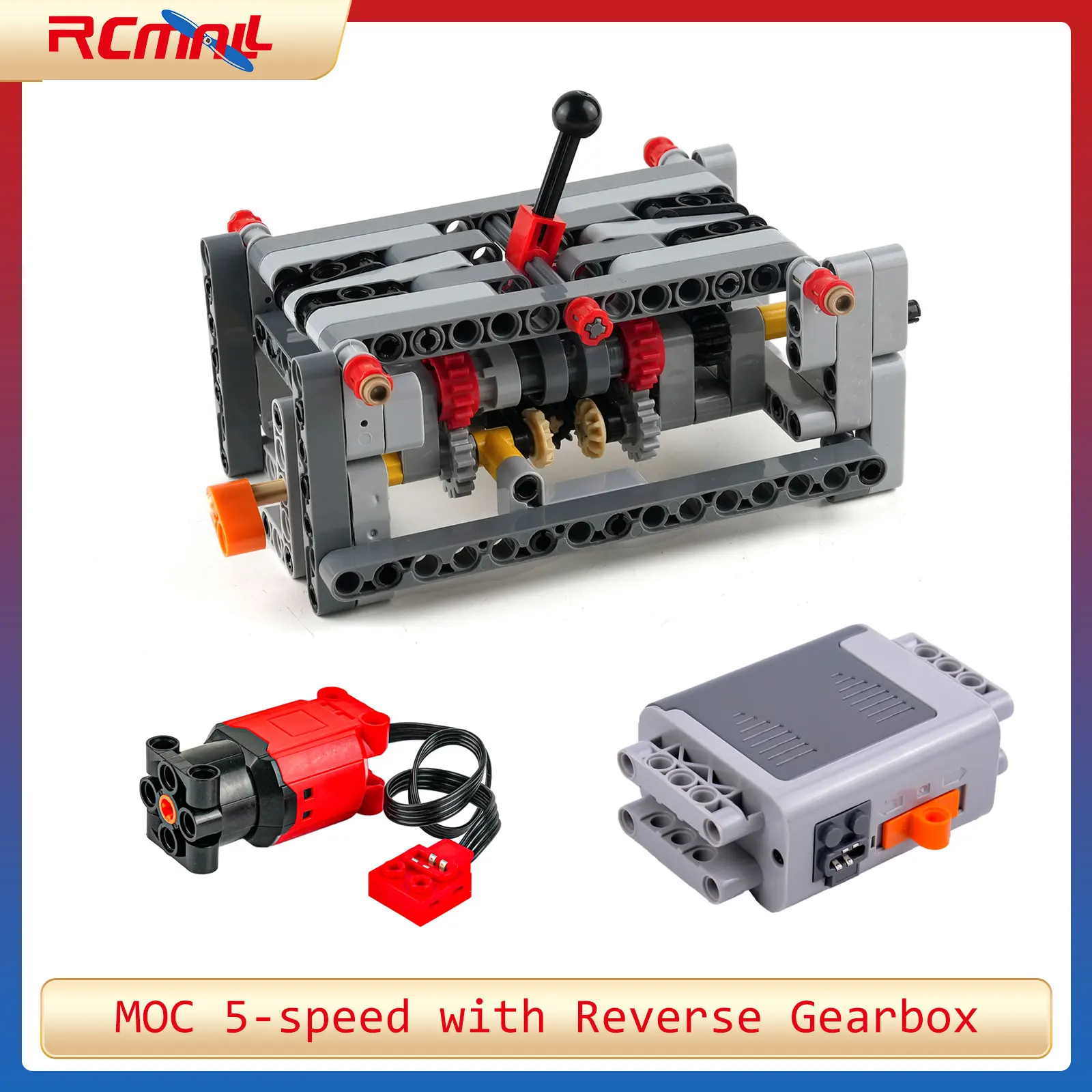 MOC-Kit de 5 velocidades con caja de cambios inversa, engranaje de partículas pequeñas, tecnología, piezas modificadas, modelo de transmisión de bloques de construcción