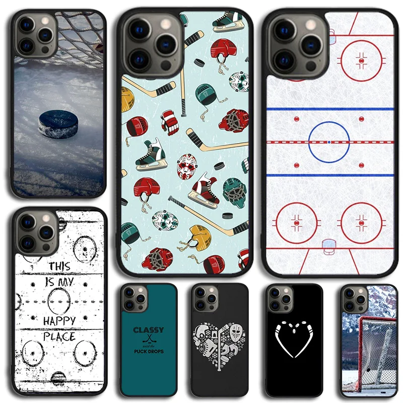 Funda de teléfono Hockey Ice Rink Burning Hockey Puck para iPhone 17 Air 11 12 13 15 16 14 Pro MAX Plus