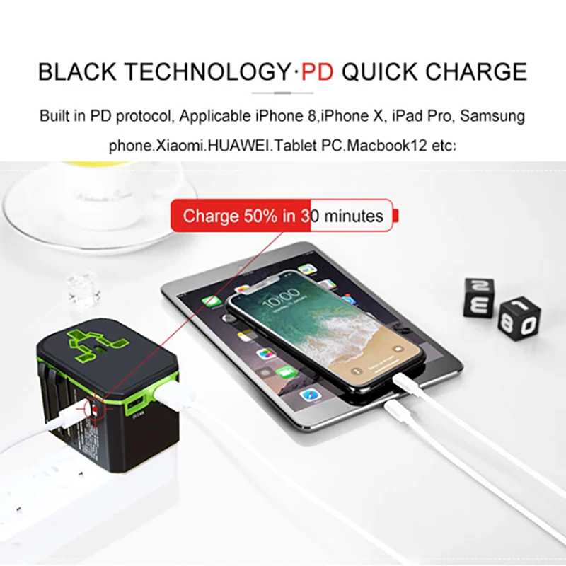 Cargador con enchufe mundial tipo c, Cargador rápido de 33w, adaptador usb c para teléfono móvil, Xiaomi, samsung one plus, adaptador de viaje de carga rápida - imagen 4