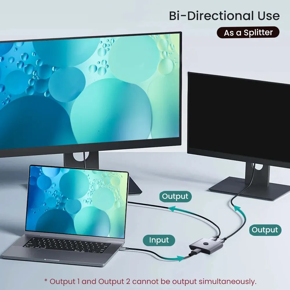 NIERBO 8K Bidireccional HDMI 2.1 Switch Splitter 2 en 1 Out Ultra HD 4K@120Hz 8K@60Hz 48Gbps Hub HDMI de aluminio para PS5 Xbox - imagen 3