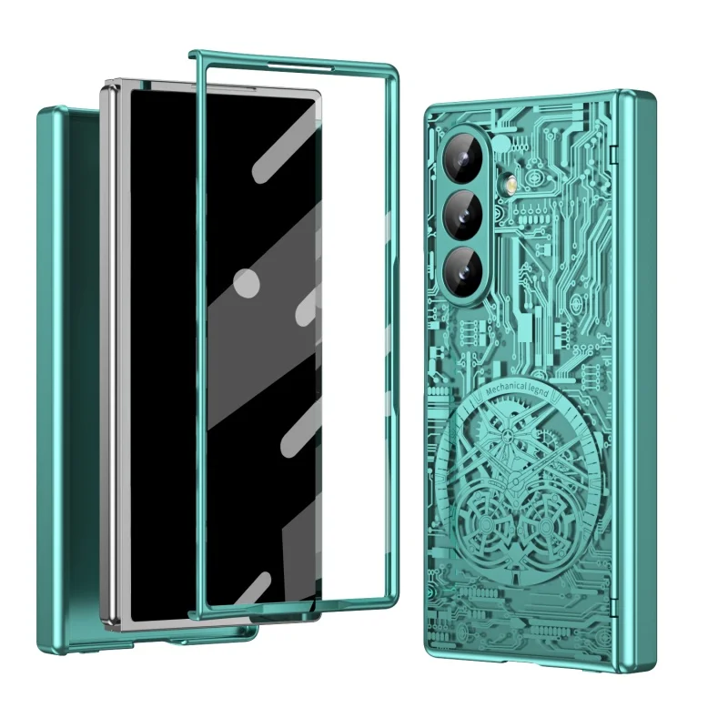 Para Samsung Galaxy Z Fold 7 6 5 4 3 5G funda de teléfono bisagra mecánica de lujo moda estrella chapado claro cubierta protectora a prueba de golpes