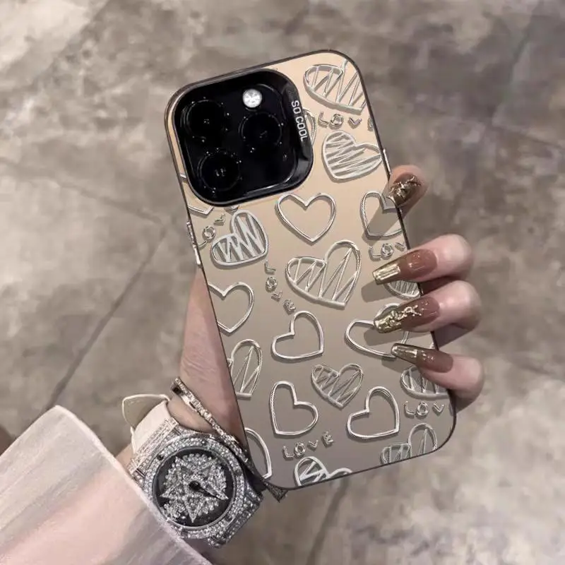 Funda para OPPO Reno 10 5G 6 7 Pro 5 6 Lite 7 4G A38 A17 A18 A15 A58 A77 A57 A76 A96 A74 A78 A98 5G Linda cubierta láser de corazón de amor - imagen 3
