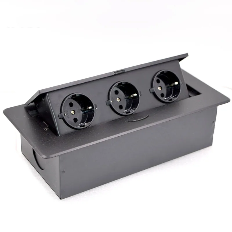 Enchufe de escritorio oculto de Panel de aluminio, fuente de alimentación estándar de la UE, caja de conexión, toma de mesa de conferencia de oficina, venta al por mayor - imagen 2