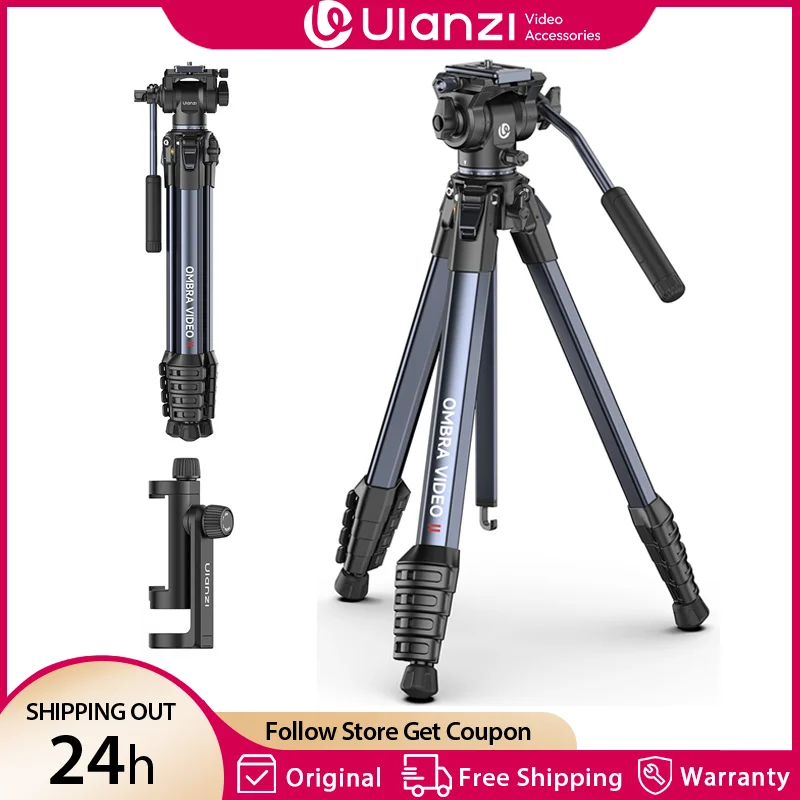 Trípode de viaje Ulanzi OMBRA VIDEO II 1.57M con 360 °   Trípode de cámara de liberación rápida Arca con cabeza de bola panorámica, compatible con disparo de ángulo bajo - imagen 2