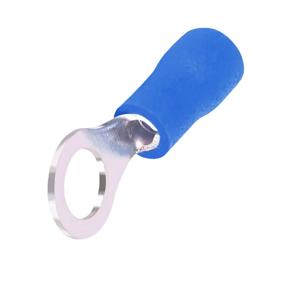 100/50/10 Uds azul RV2 M3M4M5M6M8 Terminal de engarzado de anillo conector de Cable eléctrico aislado 16-14AWG - imagen 3