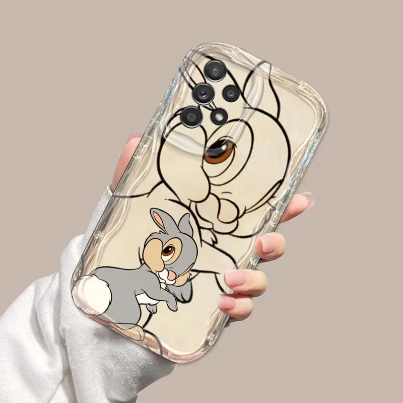 Bambi Rabbit funda para Samsung A73 A72 A71 A56 A55 A54 A53 A52 A51 A50 A36 A35 A34 funda de teléfono de aceite ondulado - imagen 4