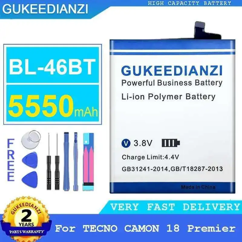 Batería de teléfono móvil BL-46BT de 5550Mah, alto rendimiento y alta eficiencia para Tecno Camon 18 Premier