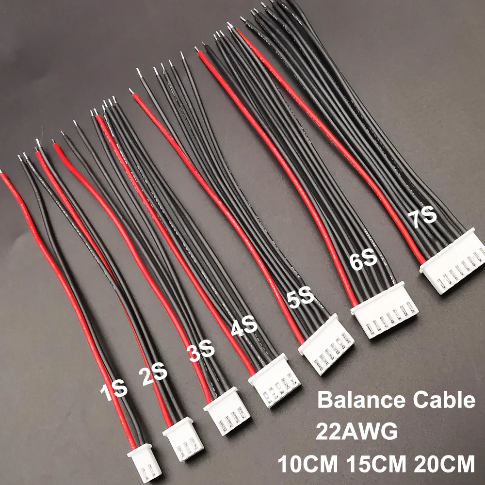10 unids/lote Cable cargador de equilibrio de batería Lipo 1S 2S 3S 4S 5S 6S 7S JST-XH Cable de silicona IMAX B6 Cable de equilibrio 20/15/10CM