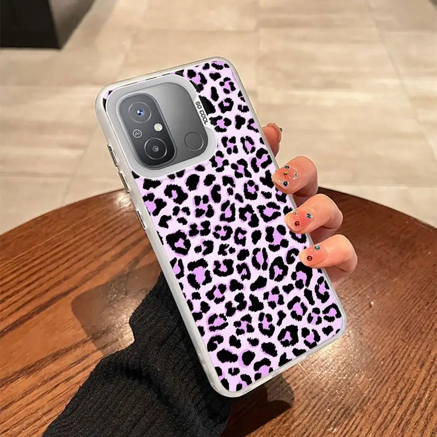 Funda trasera de teléfono con estampado de leopardo de moda púrpura para Xiaomi Redmi A1 A2 Plus 10C 12C K60 13C A5 9C 9T 14C - imagen 3