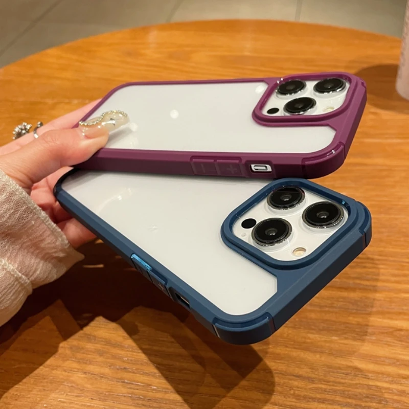 Funda de teléfono transparente a prueba de golpes de lujo para iPhone, 15, 14 Plus, 11, 12, 13 Pro Max, 13, silicona suave resistente, parachoques, cubierta dura transparente - imagen 2