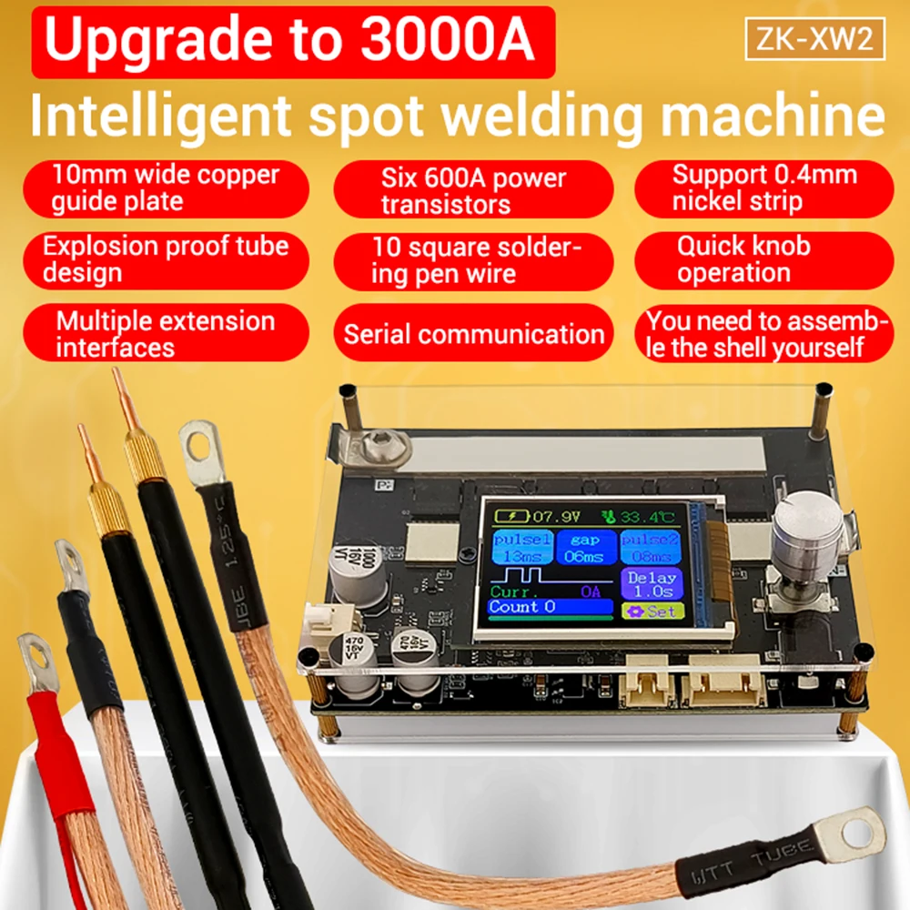 ZK-XW2 DC 3,6-15V 3000A pantalla LCD a Color soldador por puntos portátil inteligente pantalla a Color de 1,8 pulgadas Kit de soldador por puntos de doble pulso - imagen 2
