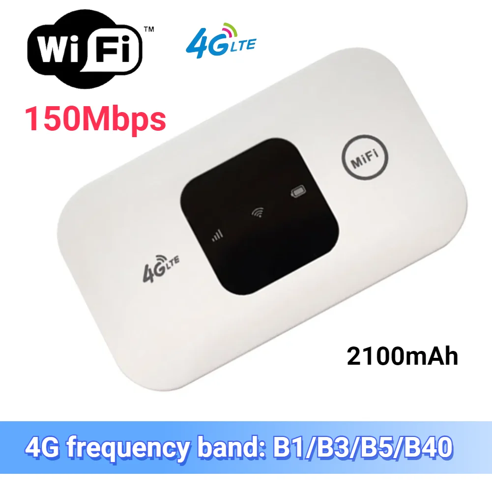 Enrutador WiFi de bolsillo 4G, punto de acceso móvil portátil, módem inalámbrico de 150Mbps, banda ancha de 2100mAh con ranura para tarjeta SIM, amplia cobertura - imagen 2