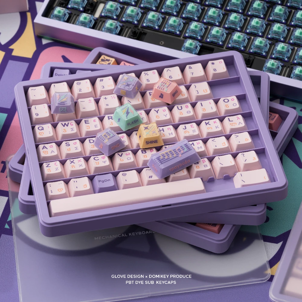 Glove Domikey juego de teclas con tema de unicornio, tapa de teclado bonita personalizada, PBT, perfil de cereza, accesorios de teclado mecánico - imagen 2