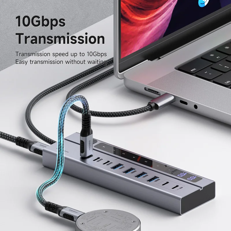 Estación de acoplamiento Hagibis USB C HUB tipo C interruptores de encendido/apagado individuales con pantalla LED divisor USB C de 10Gbps para Macbook Pro Air - imagen 5