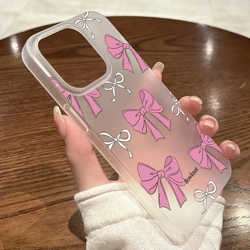 Funda de teléfono transparente de estilo dulce con lazo rosa de primera calidad para iPhone 17 Pro Max 16 15 Plus 13 12 Mini 11 XS X XR 7 8 17 Air 16 - imagen 3