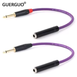 Cable Adaptador 6,35mm TS Macho a TRS Hembra Chapado en Oro
