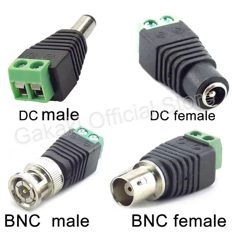 Conector macho hembra coaxial CAT5, adaptador Balun de vídeo para tira de luces Led, accesorios de cámara CCTV, 12V DC BNC, 2/5/10 Uds.