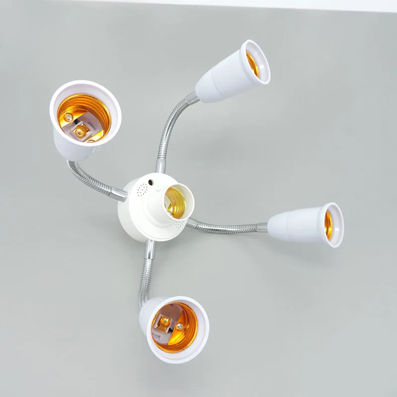 Ajustable 1 E27 a 3 4 5 6 vías E27 bombilla Base soporte divisor de enchufe cuello de cisne LED convertidor extensión manguera adaptador de corriente - imagen 4