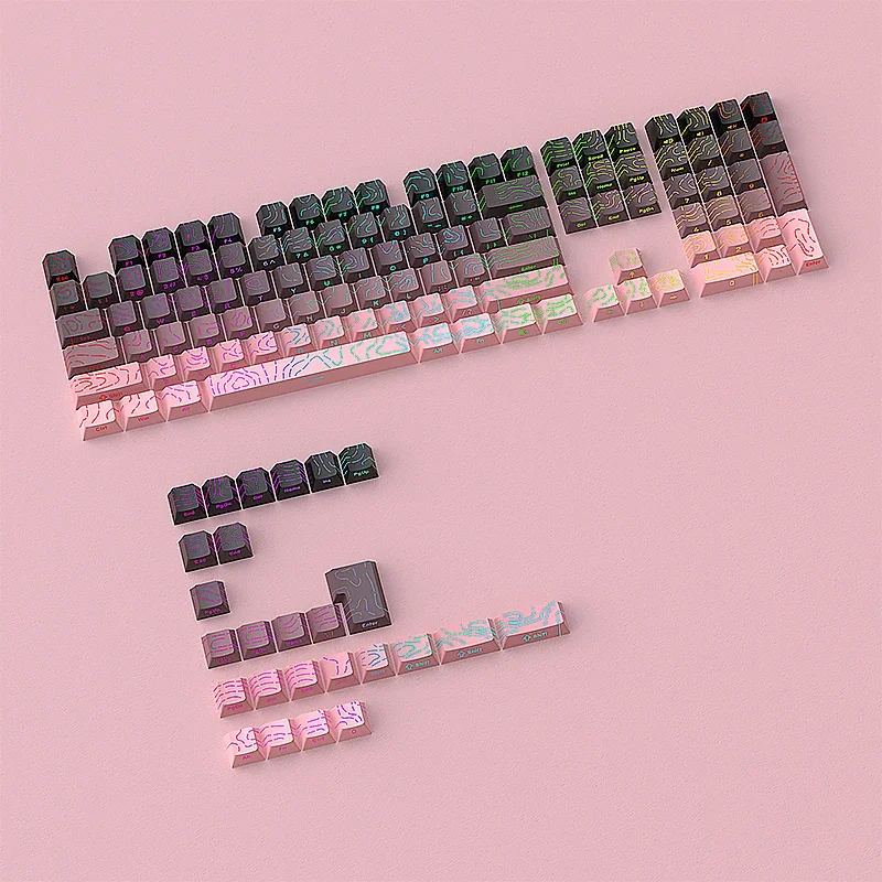 130 teclas Blackberry contorno línea lateral grabado teclado tapa cereza perfil transmisión de luz PBT sublimación de cinco lados