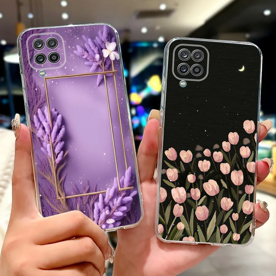 Para Samsung Galaxy A12 M12 F12 A32 4G 5G Funda mariposa flor suave silicona TPU teléfono Funda Shell para SamsungA12 A 32 bolsas de teléfono - imagen 3