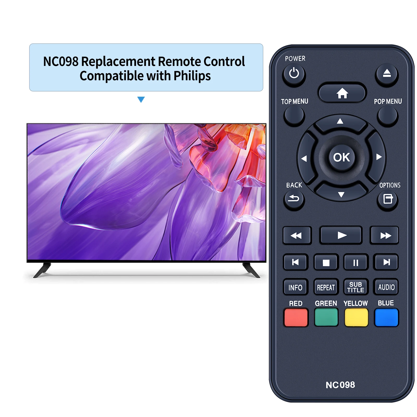 Nuevo Control remoto NC098 NC098UL para reproductor de DVD Philips Blu Ray Disc BDP1502/F7 - imagen 2