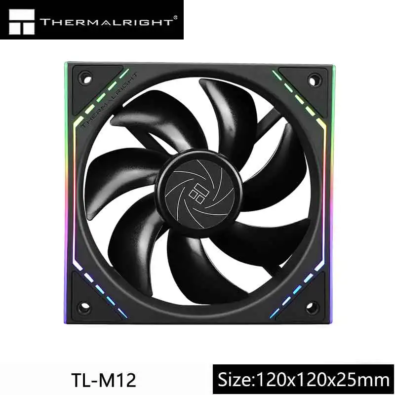 Thermalright-ventilador de refrigeración de chasis ARGB, TL-M12 de 12cm, Marco ilimitado, ventilador de refrigeración PWM halo colorido
