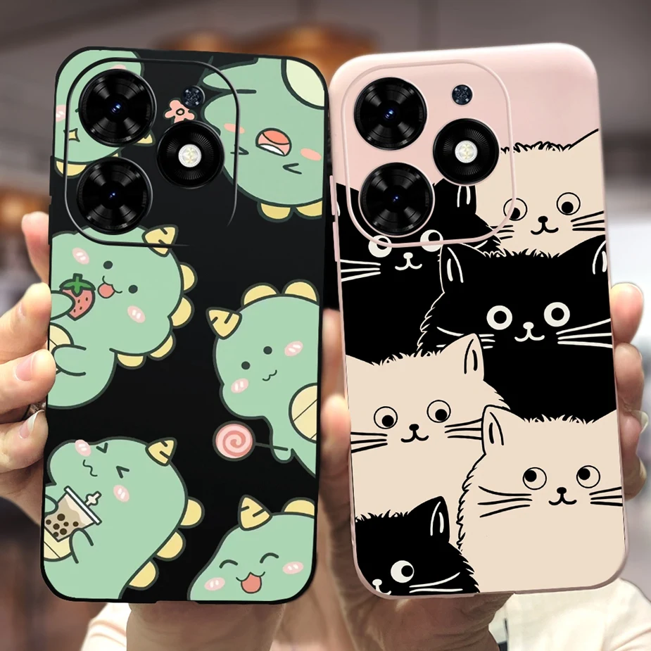 Para Infinix Smart 8 funda X6525 lindo dinosaurio cubierta de dibujos animados a prueba de golpes funda de teléfono para Infinix Smart 8 Smart8 parachoques de silicona suave - imagen 4