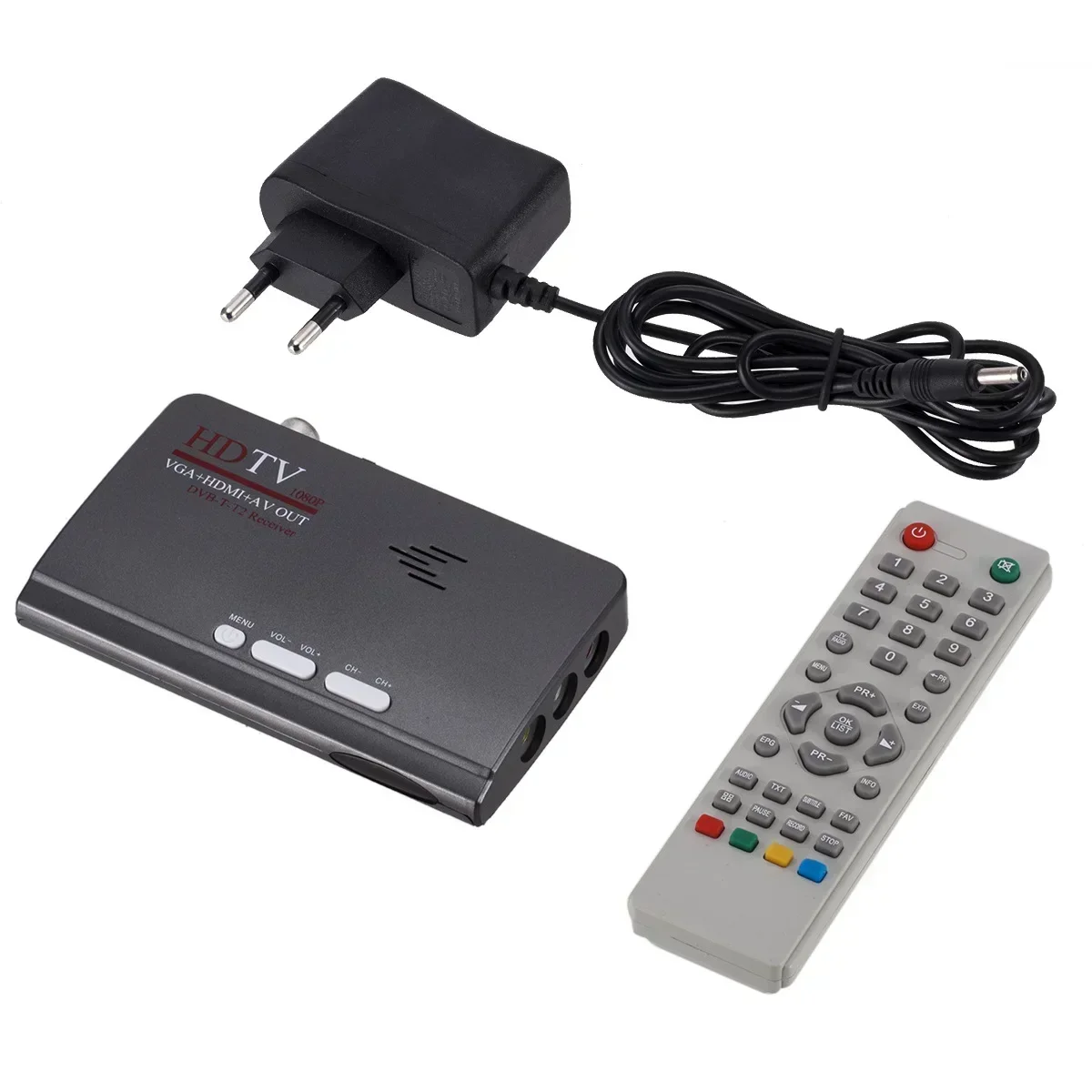 Receptor DVB-T2 DVB-T AV a VGA TV Box Compatible con HDMI VGA MPEG4 RF decodificador Digital