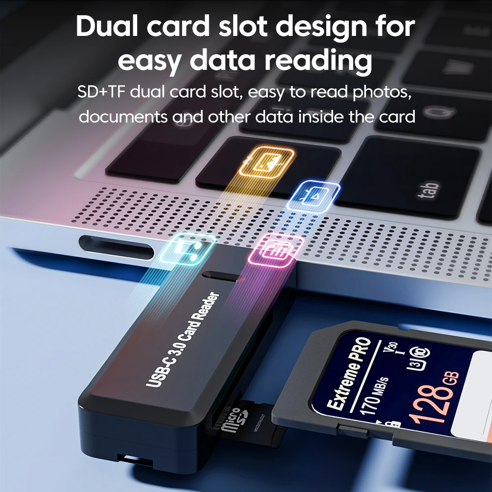 Olaf 2 en 1 Mini lector de tarjetas tipo C a SD + lector de tarjetas TF lector de tarjetas de memoria SD de alta transferencia para PC portátil accesorios adaptador SD - imagen 3