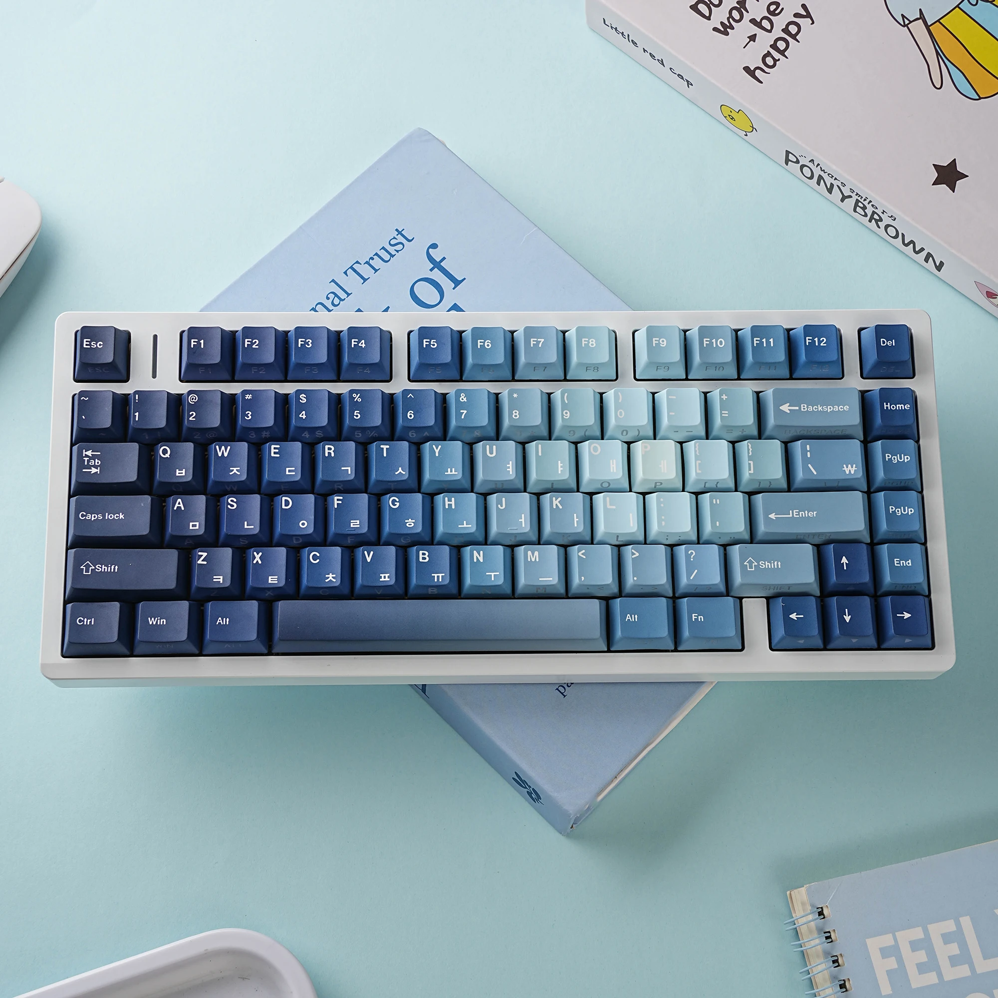 Teclas Ocean Heart Dye-Sub PBT luz lateral perfil de cereza español árabe francés alemán ruso para teclado mecánico lluvioso 75 - imagen 5