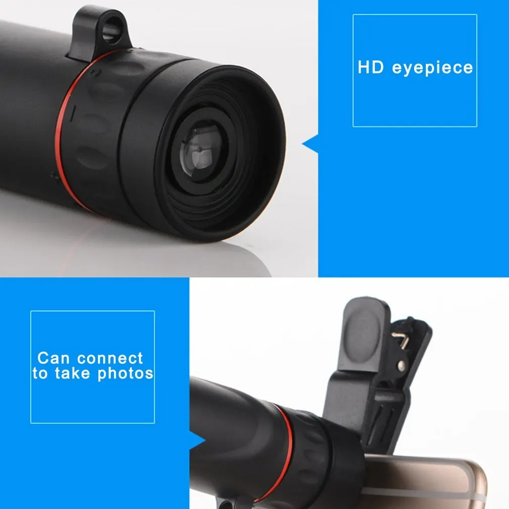 Lente telescópica 10x con Clip Monocular de bolsillo HD telescopio enfoque volante amplio campo de visión comodidad Dropshipping - imagen 4
