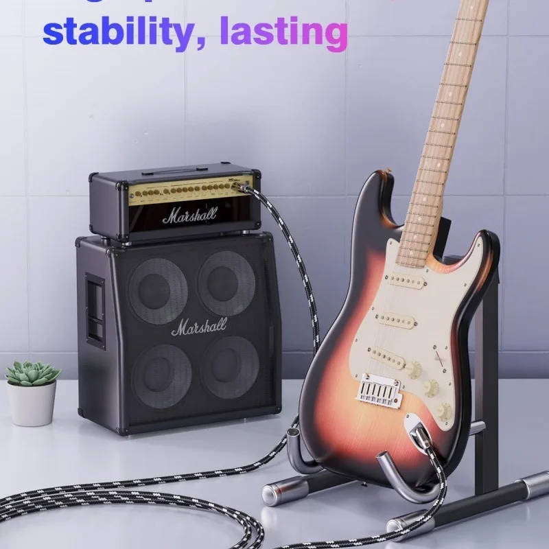 Cable auxiliar de 6,35mm a 90 grados, 6,5mm con funda, Cable de Audio, mezclador de micrófono, altavoz de Piano electrónico, Cable de conexión de guitarra - imagen 4