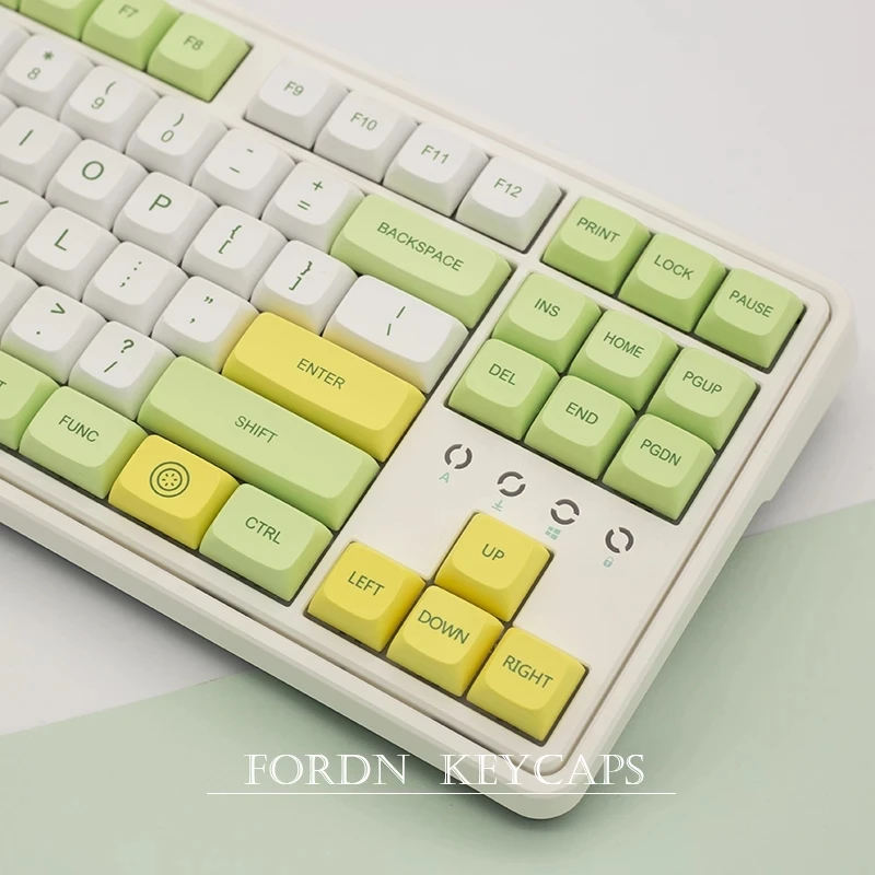 Teclas Xda de 124 teclas, teclas con tinte Pbt subcama, plátano, limón, blanco, Teclado mecánico Diy, teclas bonitas, verde y amarillo - imagen 2