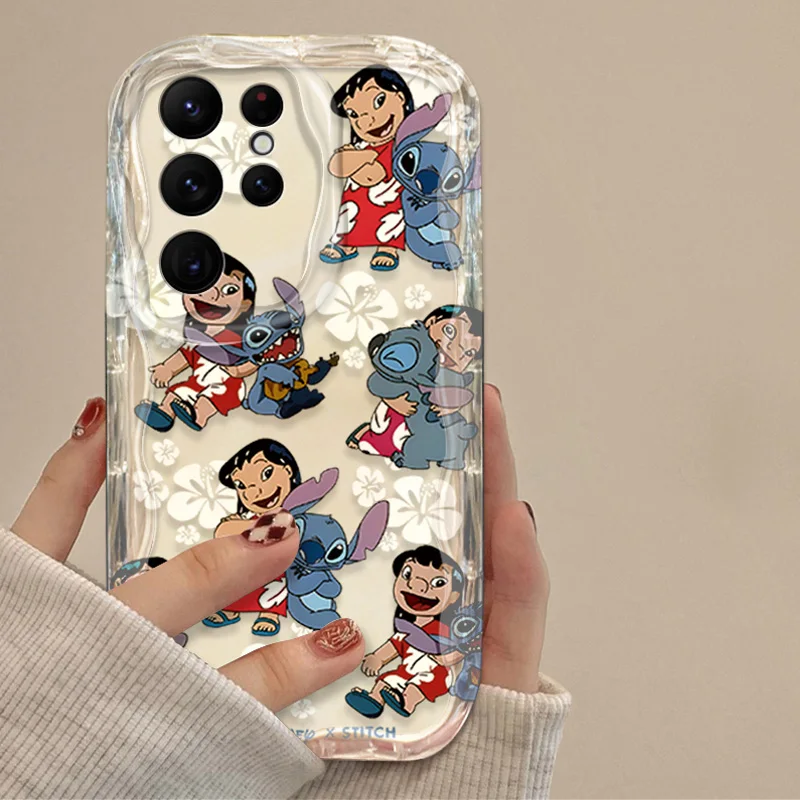 Funda trasera Disney Stitch Angel Clear 3D Wave para Samsung Galaxy S24 Ultra S23 S22 Plus S21 S20 FE A25 A55 A35 A15 A05 A05S - imagen 4