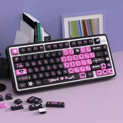 Teclas PBT Negro Rosa SOA para MX Switch – Teclado Mecánico