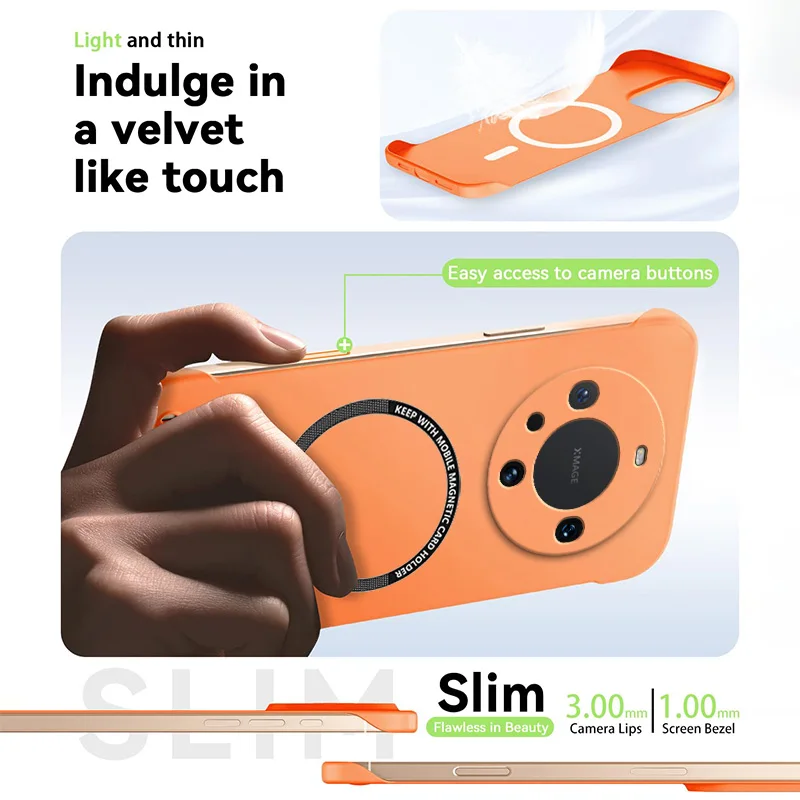 Fundas magnéticas delgadas para Huawei Mate 60 Pro Plus Mate60 60Pro + sin marco, funda dura mate antiarañazos para PC, armadura a prueba de golpes - imagen 5