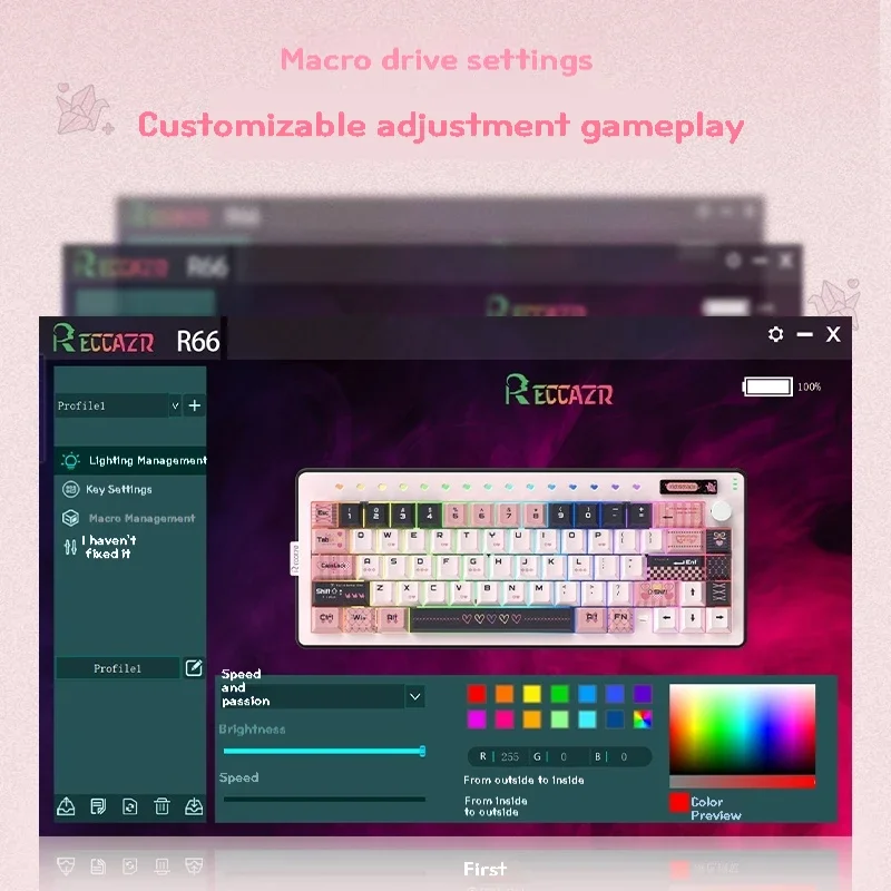 RECCAZR Paper Plane66 R66 Kit de teclado mecánico estructura de junta RGB de aluminio intercambio en caliente con perilla de Control teclado multimodo - imagen 4