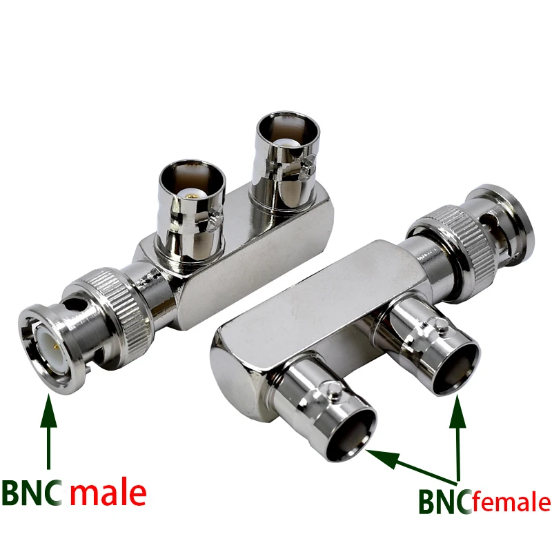 1 unidad de enchufe macho BNC a conector hembra 2X adaptador RF Q9 conector de 3 vías tipo Y F convertidor de vídeo de monitoreo nuevo al por mayor - imagen 4