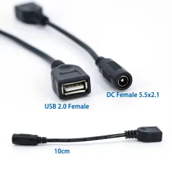 Adaptador DC Hembra 5,5 x 2,1 a USB 2.0 5 V