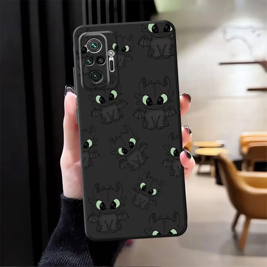 Funda para Xiaomi Redmi Note 9 10 11 12 Pro 12s 9S 13 14 Pro Plus 10S 7 8 11s funda negra suave para teléfono dibujos animados lindo dragón - imagen 5