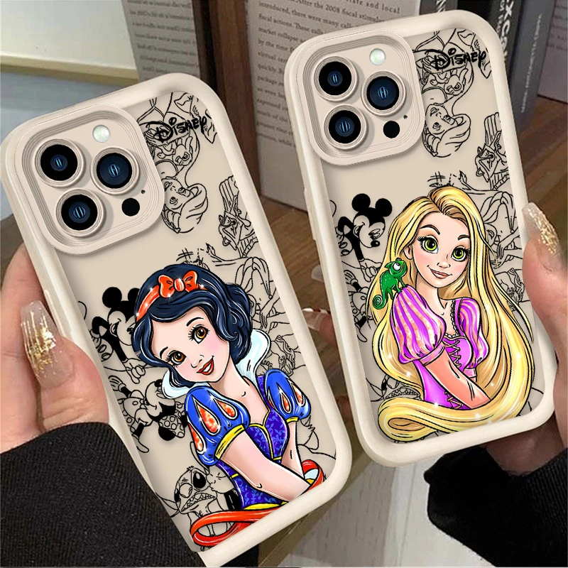 Preciosa funda de teléfono de princesa de Disney para iPhone 17 Air 16 16E 15 14 13 12 11 Pro Max X XS X S Max XR SE 2020 SE4 7 8 funda de silicona - imagen 2