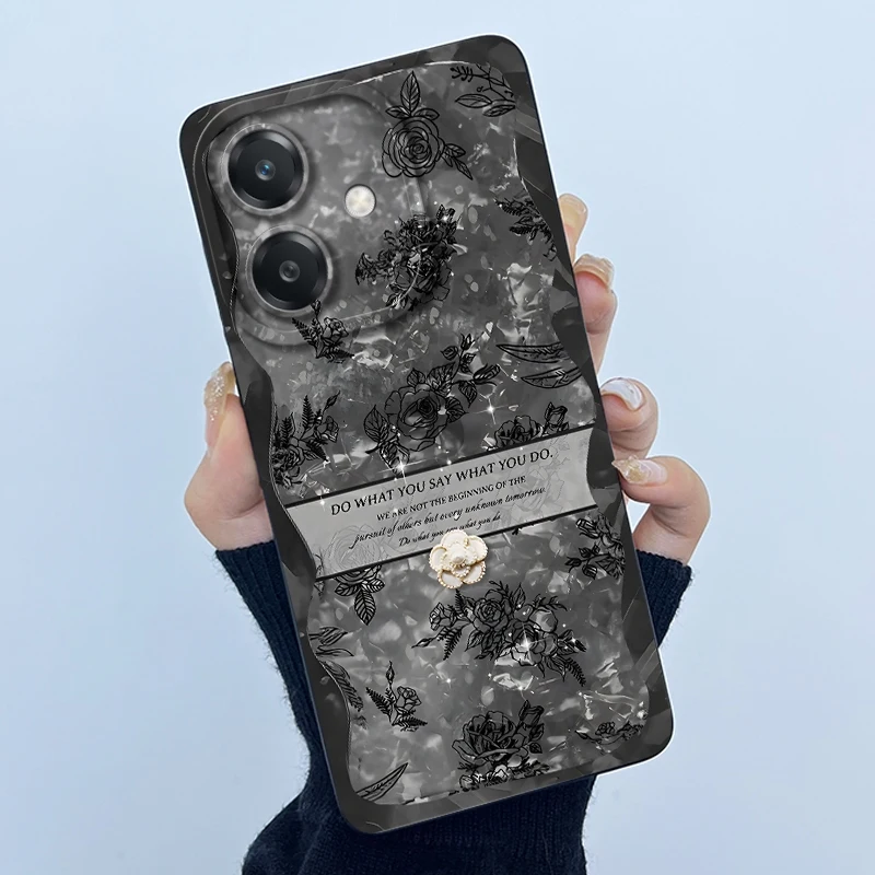 Nuevo diseño carcasa para Oppo A5i 2025 funda de teléfono CPH2641 simplicidad pintura al óleo Floral mate a prueba de golpes funda trasera de silicona suave - imagen 2