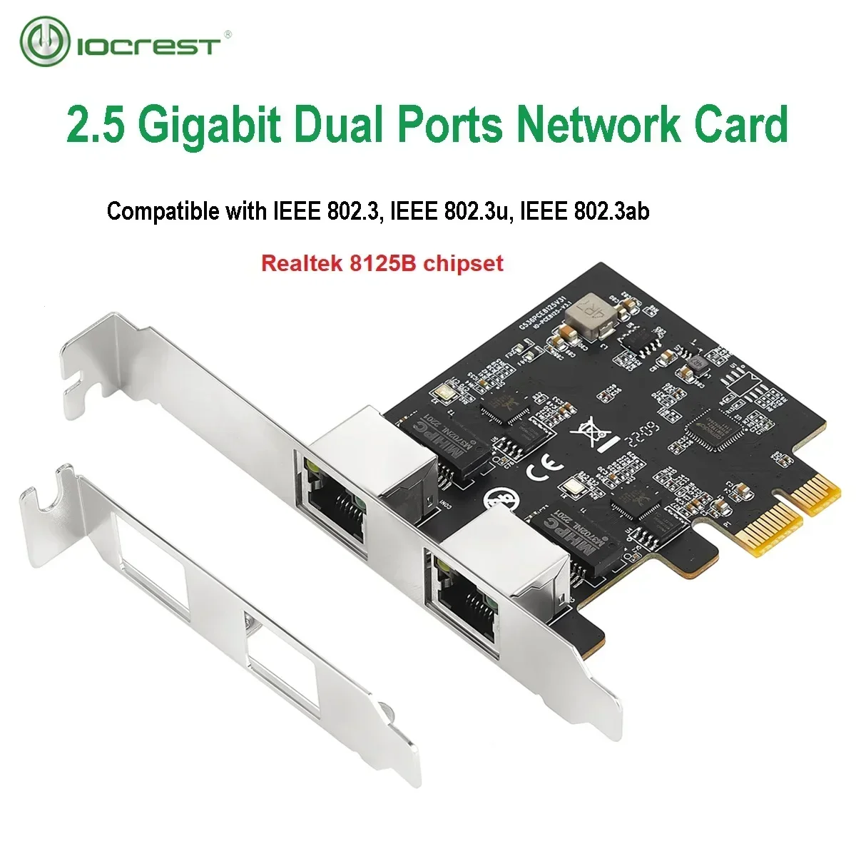 Adaptador de red Gigabit IOCREST 2.5GBase-T con 2 puertos 2500Mbps PCIe 2,5gb tarjeta Ethernet tarjeta controladora LAN RJ45 - imagen 2