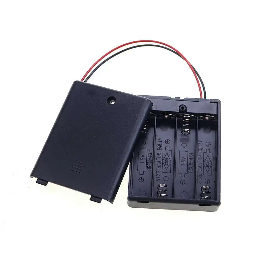 JCD AAA soporte de batería caja de almacenamiento 4 ranuras soporte de batería AAA con DC 5,5x2,1mm PH2.0 XH2.54 SM DuPont Terminal Leadwire - imagen 2