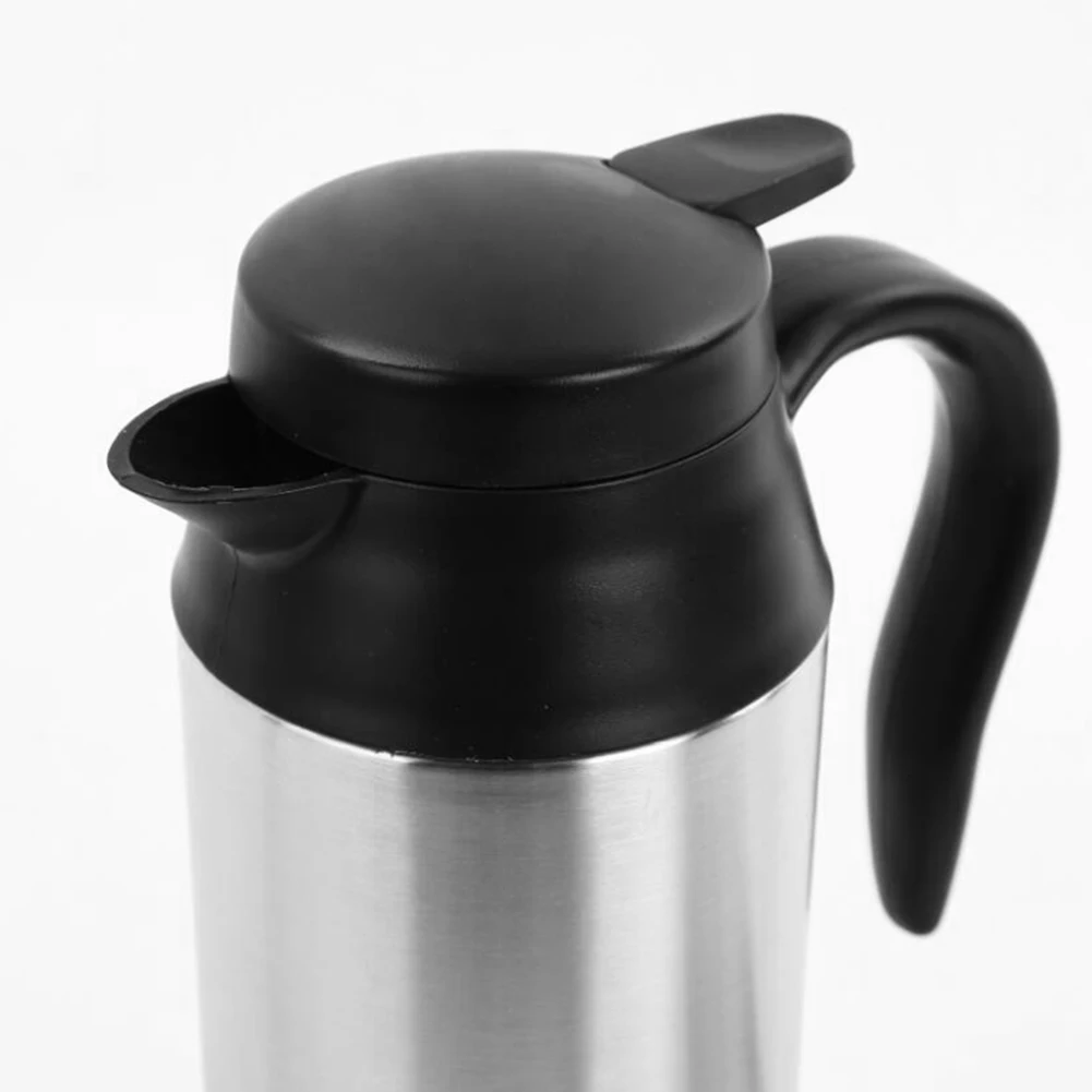 Tetera con taza calefactora eléctrica de 750ML, 12V/24V, botella calentadora de agua de acero inoxidable para té, café, viaje, coche, camión - imagen 5