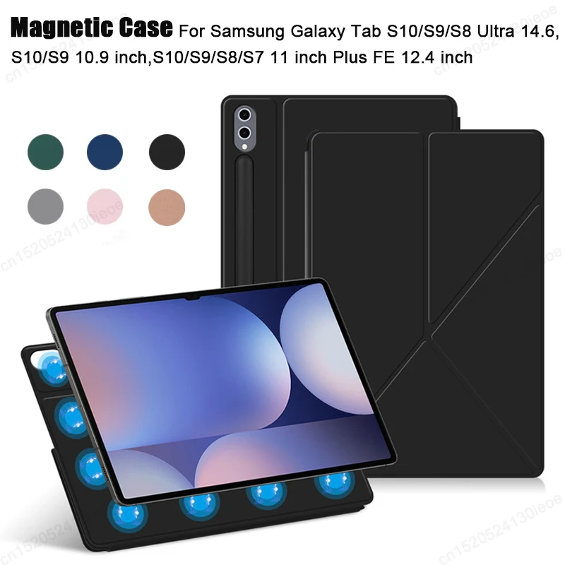 Funda magnética para Samsung Galaxy Tab S10 Ultra 14,6 S10 FE Plus 13,1 "S10 + S9 + 12,4" S9 FE 10,9 S8 S7 funda inteligente para tableta de 11 pulgadas