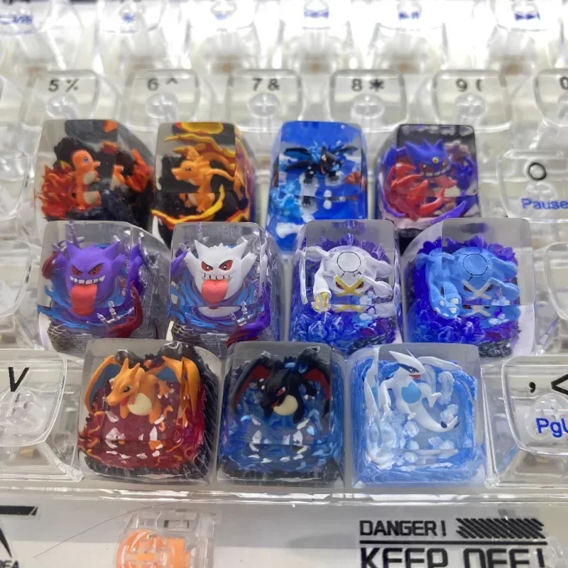 Pokemon Gengar Blastoise Charizard Metagross Keycaps tapa de llave transparente de resina personalizada gorra de teclado de ordenador creativa mecánica