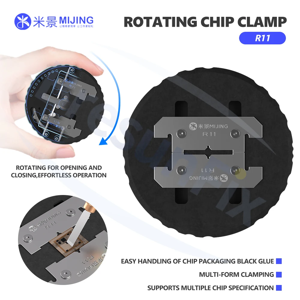 Soporte de chip giratorio Mijing R11 para reparación de teléfonos móviles y tabletas herramienta de procesamiento y sujeción de chips multiespecificación